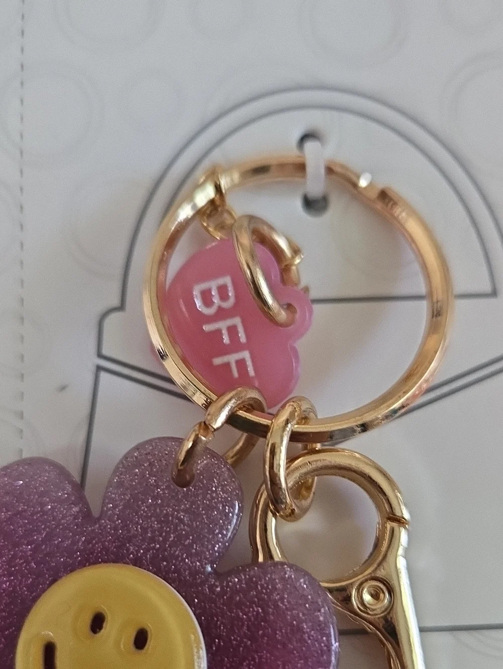 Wonder Nation Kids Glitter Flower Keychains & Pink Butterfly Clip Set